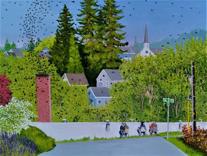Oil paintings by urban landscape narrative artist Phil Fake