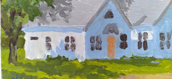 'Neighbors' mini oil painting