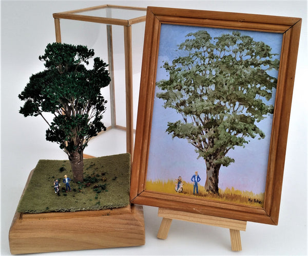 'Under the Big Tree' mini oil painting