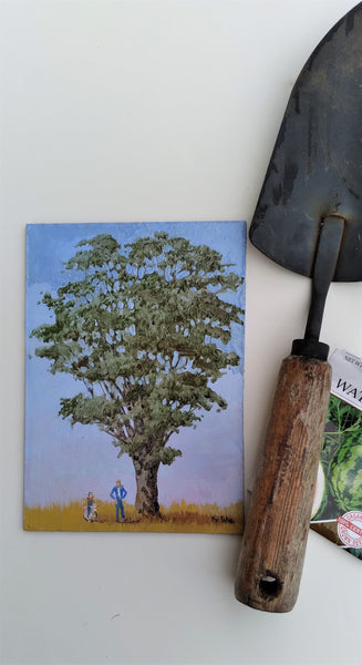 'Under the Big Tree' mini oil painting