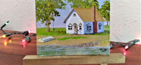 Little Cabin by the Lake, mini painting