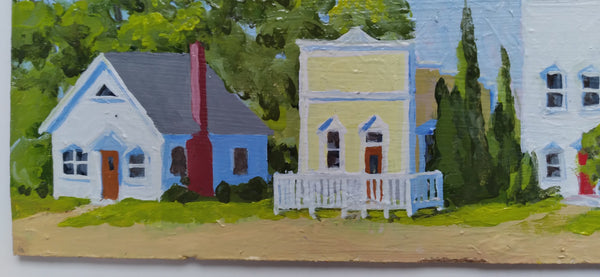 'Neighborhood Row' mini oil painting