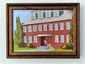 'Red House Front Door' mini oil painting