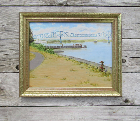 'Lewis & Clark Bridge' gicleé on canvas board 13"h x 16"w framed