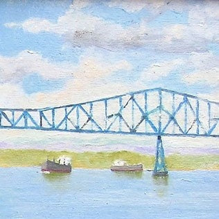 ‘Lewis & Clark Bridge’ oil painting on canvas board 12″h x 16″w